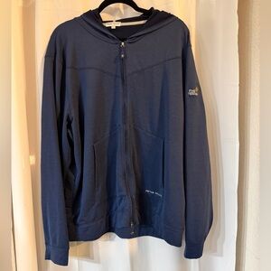 Peter Millar Pine Needles Golf Club Full Zip Hoodie XXL Blue Performance Jacket